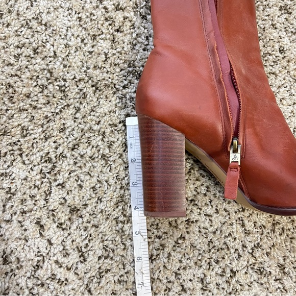 Sam Edelman Dark Cognac Chunky Heel Ankle boots Leather Booties Size 8.5 - Picture 9 of 9